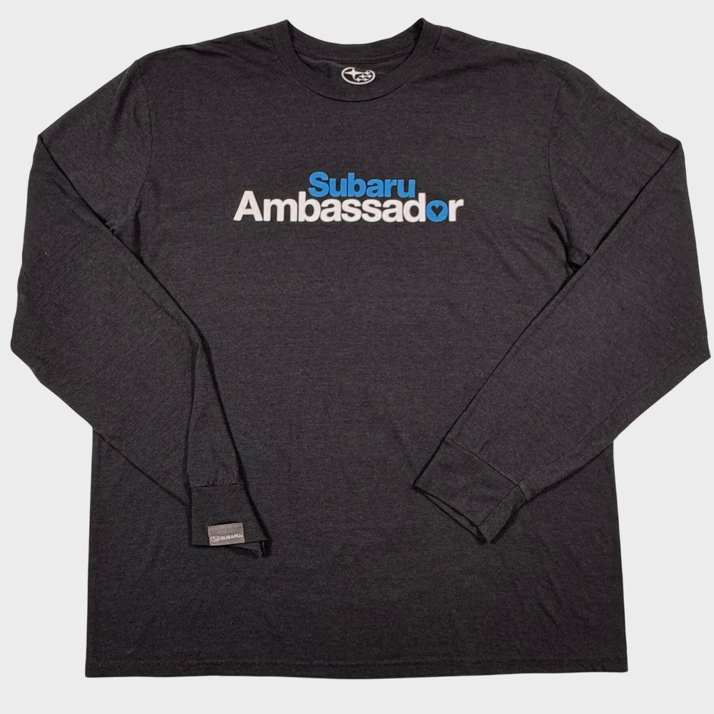 Subaru Ambassador Long Sleeve Mens Large Dark Gray‎ Tri-Blend Graphic T-Shirt L